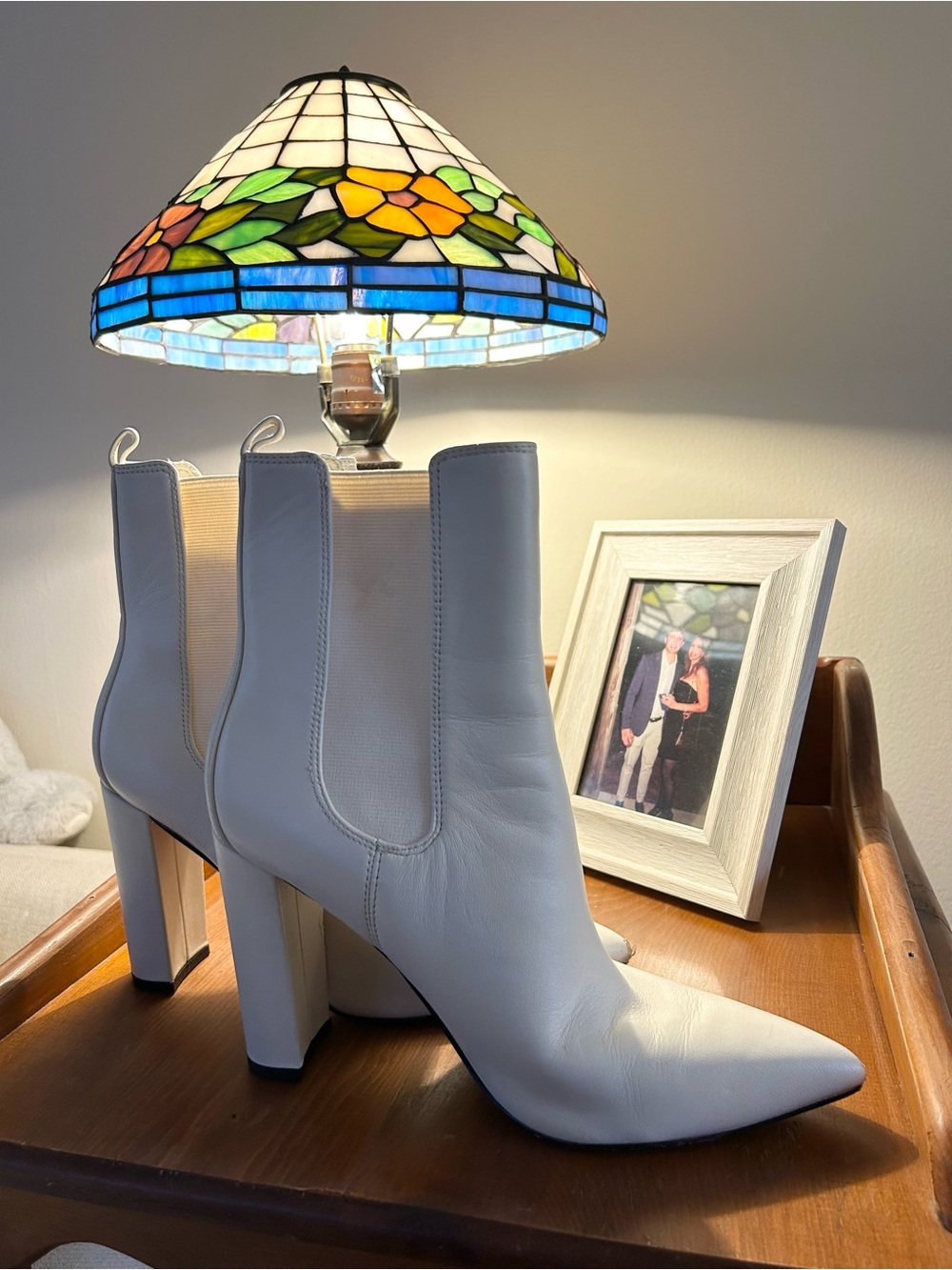 Marc Fisher White Pointed Toe High Heel Boots - Women